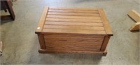 Wooden Storage Chest with Throw Blankets and