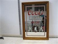 Vintage Barware Coors Light Framed Mirror Sign