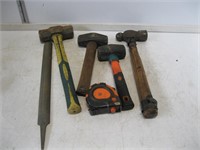 4 Hammers, Measuring Tape, Prybars,  Wood Rasp