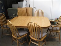 Solid Oak Kitchen Table c/w 2 Captains Chair