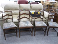 3 Vintage Wooden Chairs and 1 Captain Chair