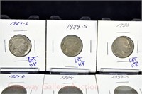 (6) Buffalo nickels: