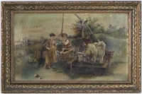 Untitled, Pulling Water From Well, Oil on Canvas