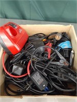 Box of chargers and cords