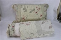 Handmade Floral Quilt and Pillowcase