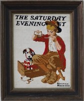 After Rockwell, "Sick Puppy", Needlepoint