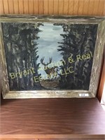 DEER FOREST OIL PAINTING