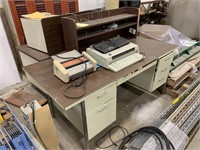 (2) Metal Desks/Laminator/Typewriter