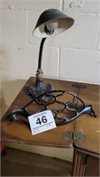 Antique desk lamp (needs cord), cast metal guard