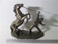 COWBOY WITH HORSE CAST STATUE
