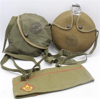 (2) Boy Scouts Felt Covered Canteen, Mess Kit &..