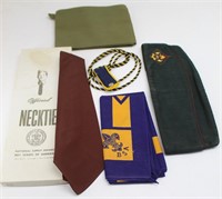 Boy Scout Neckerchief, Garrison Hat, Green Sash