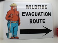 Lg Smoky the Bear WILDFIRE EVACUATION ROUTE Sign