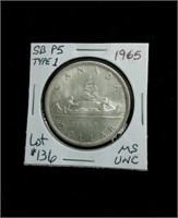 CANADIAN SILVER DOLLAR - 1965 - UNCIRCULATED