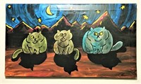P. Lane Cat Painting on Canvas