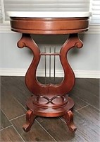 Round Wood & Marble Table