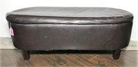 Hinged Storage Faux Leather Bench