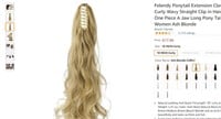 Felendy Ponytail Extension Claw 18" 20" Curly Clip