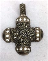Sterling and Semi-Precious Stone Cross Pendant