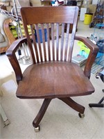 Vintage Oak Desk Chair Not Orginal Castors