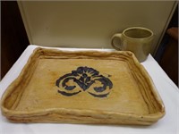 Pottery Cup And Square Dish