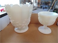 Pedestal Milk Glass