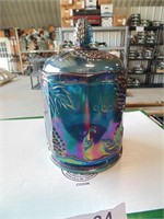 Carnival Glass Biscuit Jar w/ Lid