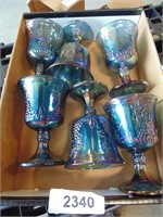 (6) Carnival Glass Water Goblets