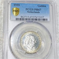 1955 Netherlands Silver Gulden PCGS - PR67