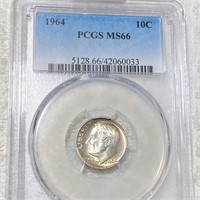 1964 Roosevelt Silver Dime PCGS - MS66