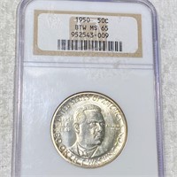 1950 Booker T. Half Dollar NGC - MS65