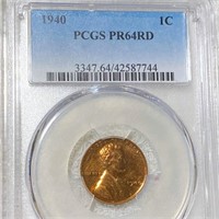 1940 Lincoln Wheat Penny PCGS - PR 64 RD