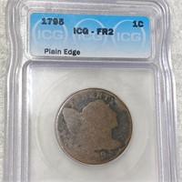 1795 Liberty Cap Large Cent ICG - FR2 PLAIN EDGE
