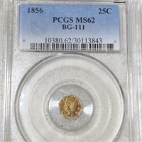 1856 Cal. Oct. Gold 25c PCGS - MS62 BG-111