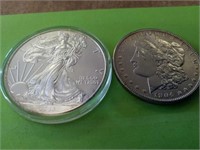 1904 Morgan Dollar and 2013 Silver Eagle