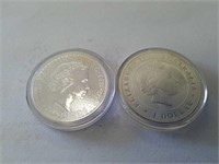 2 -1 oz silver coins 2015 Britain and 2014