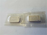 2 - 10 gram Geiger silver bars