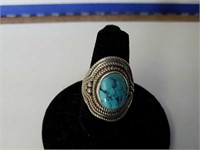 Ring with blue stone marked .925
