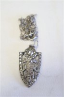 Antique sterling necklace with stones Pendent 1.5"