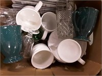 BOX LOT GLASSWARE AND OTHER