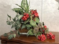 faux flower arrangement in basket