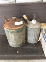 Vintage Metal Gas Cans - 1 gal and 2 gal