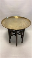 Antique India Teak & Brass End Table