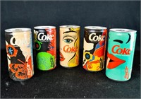 5 POP ART COKE CANS - NEON 80's NEW WAVE STYLE