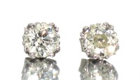 14kt Gold European Cut 3/4 ct Diamond Earrings