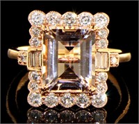 14K Rose Gold 3.47 ct Morganite and Diamond Ring
