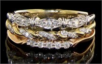 10kt Rose Yellow & White Gold Diamond Stack Ring