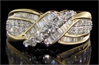 14kt Gold 1.00 ct Round & Baguette Diamond Ring