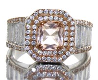 Cushion Cut 2.60 ct Morganite Designer Ring