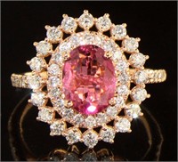 14K Rose Gold 2.33 ct Tourmaline & Diamond Ring